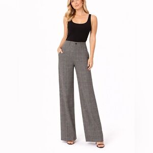 NWT Maeve by Anthropologie Size 4 Black & White Wide Leg Plaid Dress Pants Gray